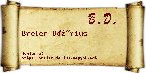 Breier Dárius névjegykártya